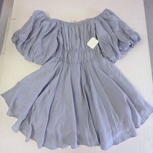 ALTAR'D STATE Women's Light Blue Off Shoulder Balloon Sleeve Mini Dress XL NWT